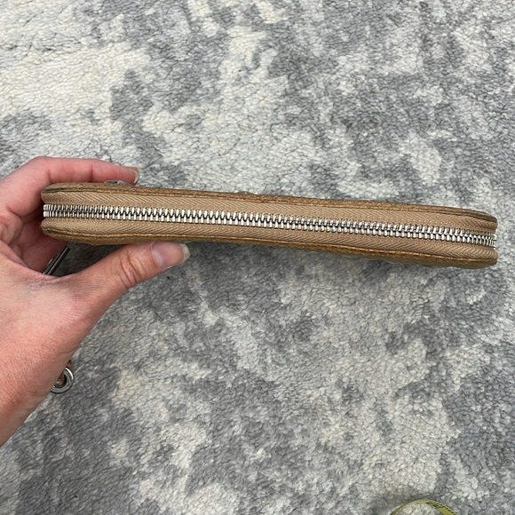 Jimmy Choo Filipa Zip Around Leather Star Studded Wallet Long Tan Silver - Picture 5 of 17